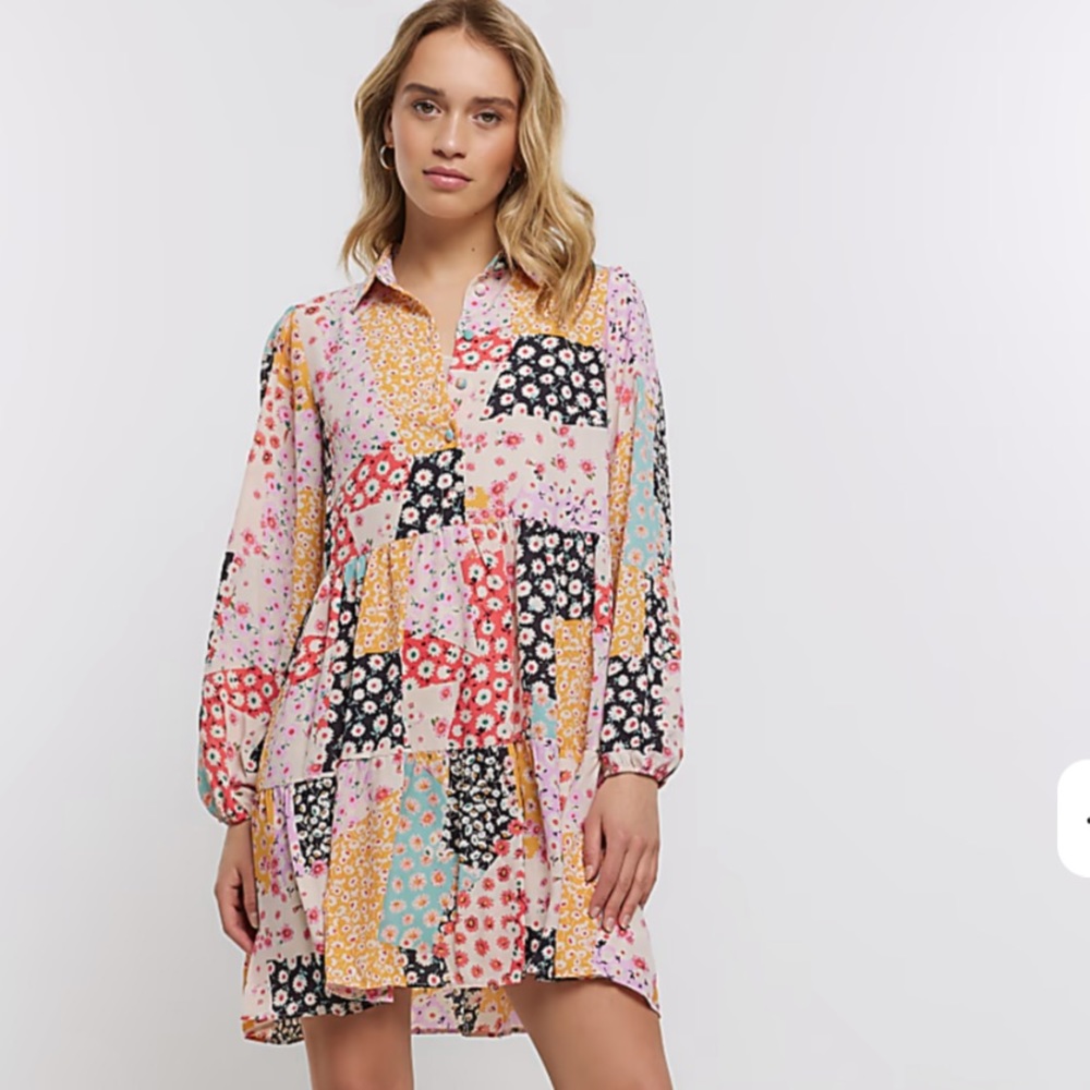 NWT River Island Floral Mini Shirt Dress